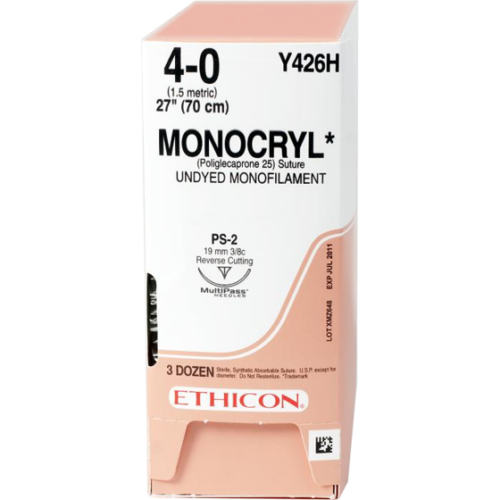 Monocryl Suture 3-0, 26mm, 3/8C, 70cm (Box of 12)